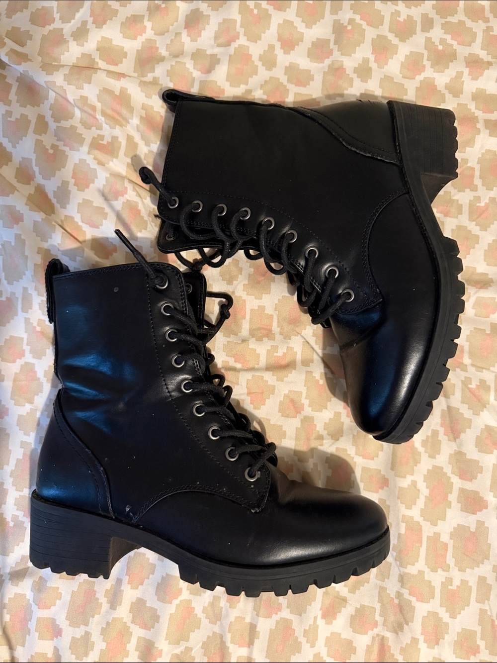 Classic Black Lace-Up Women's Combat Boots